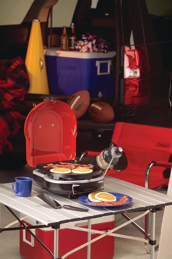 Coleman 6,000 BTU Fold ‘N Go Portable Propane Grill, Lightweight Gas Grill with Push-Button Starter & Adjustable Horseshoe Burner, Great for Camping, Tailgating, Grilling, BBQ