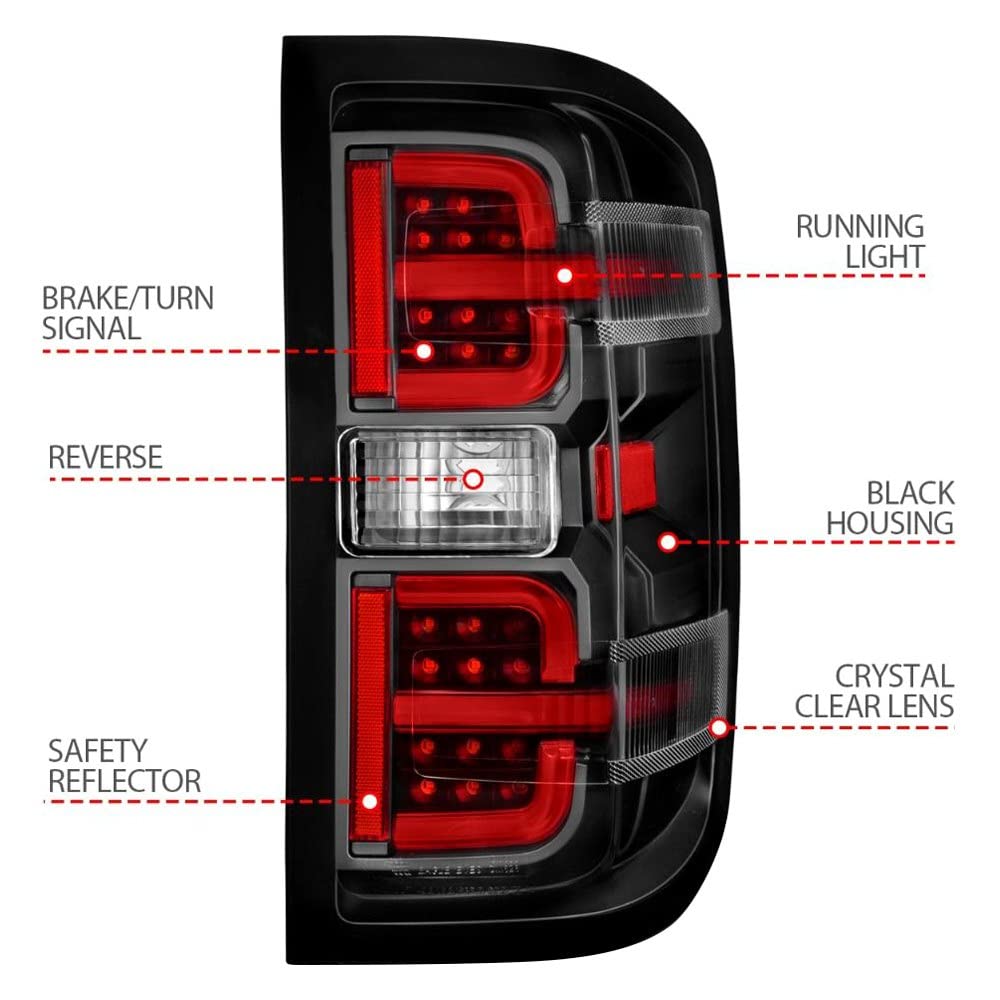 15-19 Chevy Silverado 2500HD/3500HD Anzo USA (Halgn Only) LED Tail Lights w/Black Light Bar & Clear Lens (311425)