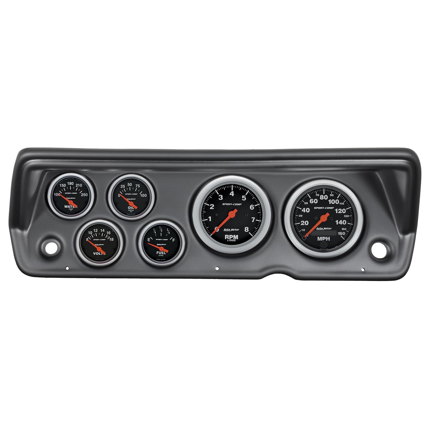 Auto Meter Gauge Kit 7031-SC, 6 Pc, Abody/Duster/Demon/Dart 70-76, Tach/Mph/Fuel/Oilp/Wtmp/Volt, Sc