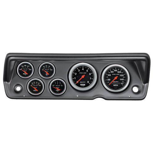 Auto Meter Gauge Kit 7031-SC, 6 Pc, Abody/Duster/Demon/Dart 70-76, Tach/Mph/Fuel/Oilp/Wtmp/Volt, Sc