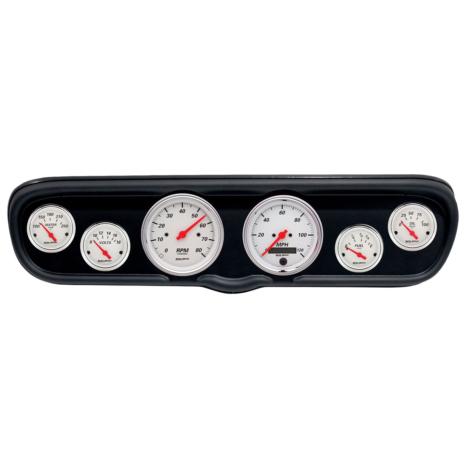 AutoMeter Dash Kit Direct Fit, (3 3/8" X2, 2 1/16" X4), Ford Mustang 66, Arctic White (2110-03)