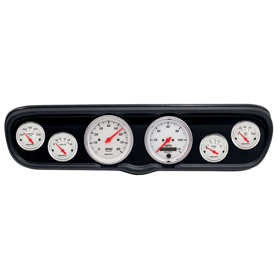 AutoMeter Dash Kit Direct Fit, (3 3/8" X2, 2 1/16" X4), Ford Mustang 66, Arctic White (2110-03)