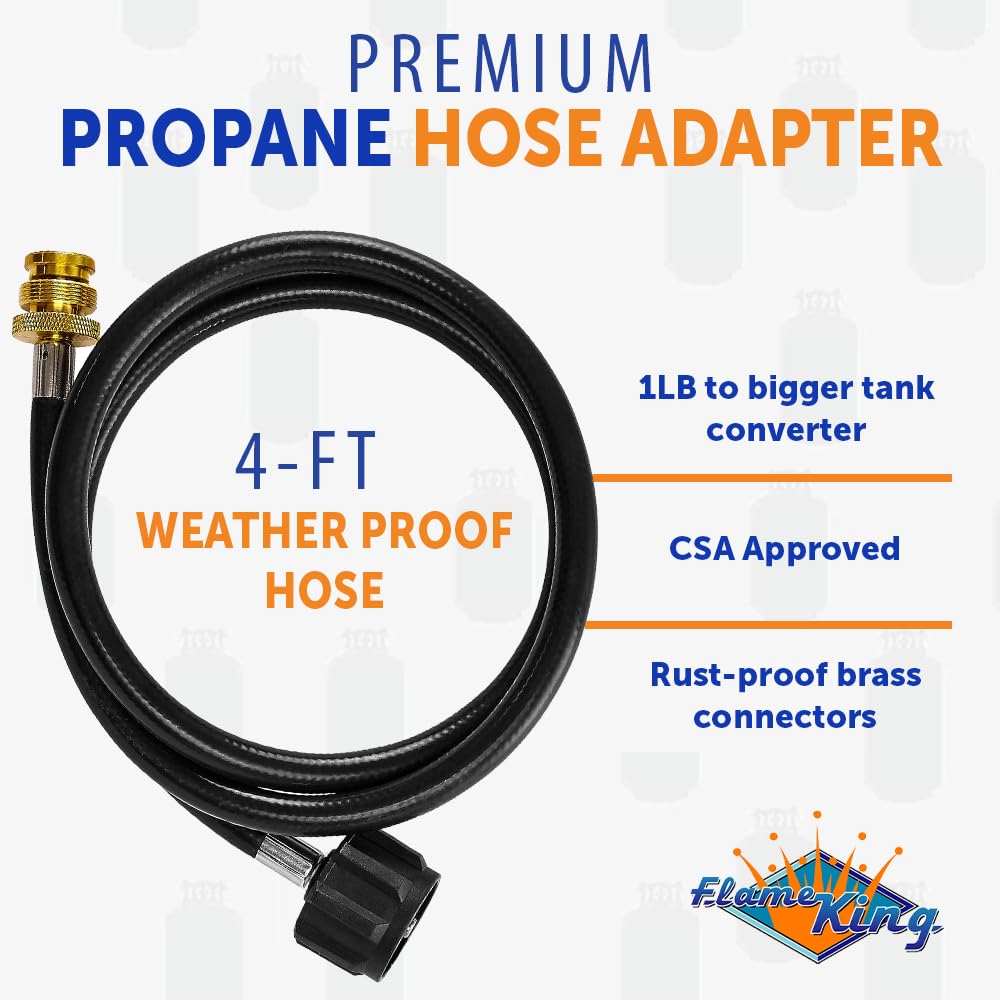 Gas Hauler Kit Flame King - Insulated Protective Carry Case, 5LB Propane Tank and Adapter Hose for Camping and Outdoor Adventures, Black/White