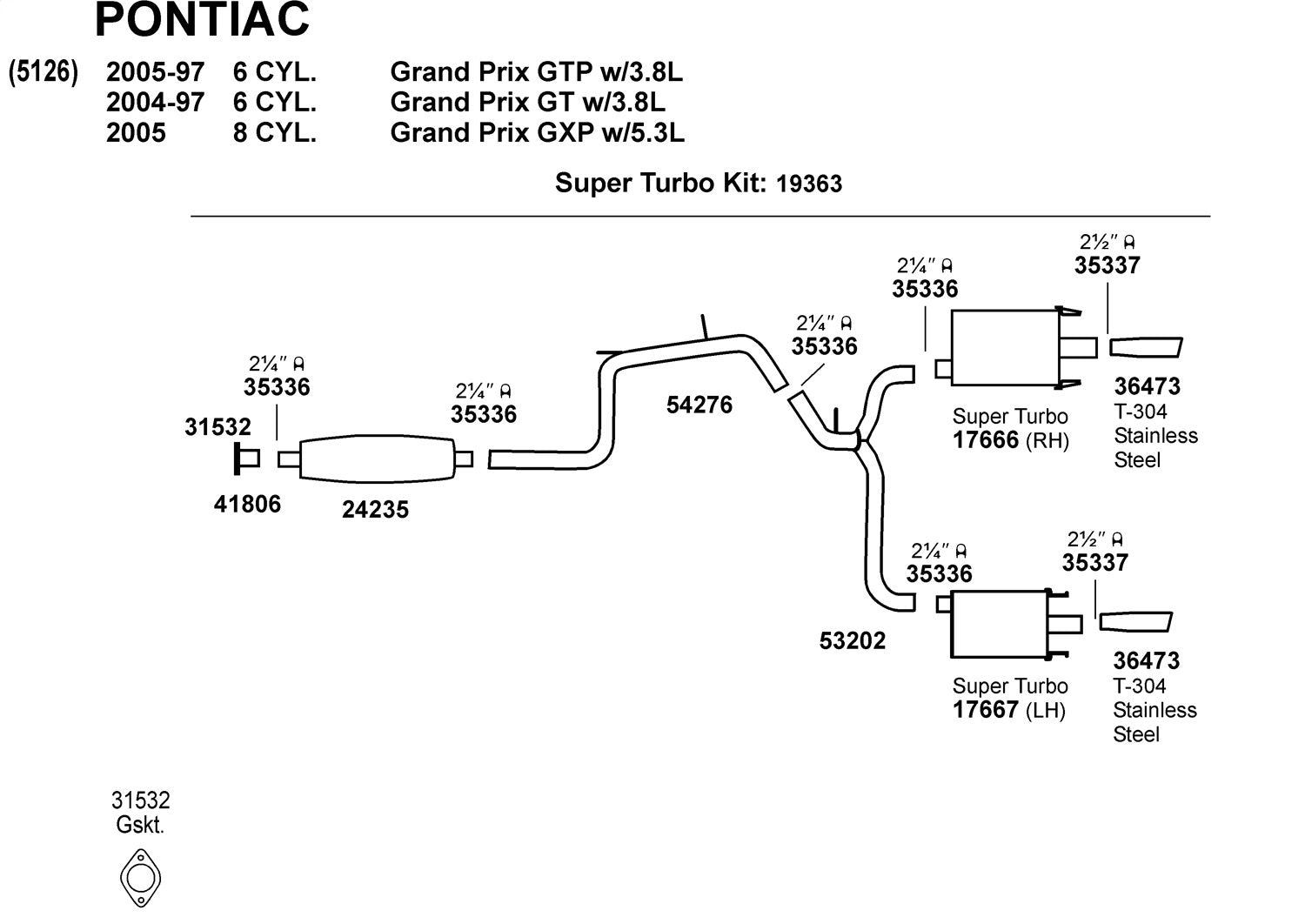 Exhaust Pipe Dynomax 41806 for Pontiac Grand Prix