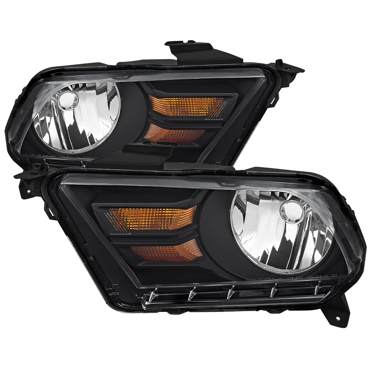 Black SPEC-D TUNING Factory Style Headlights Compatible with 2010-2014 Ford Mustang Left + Right Pair Headlamp Assembly