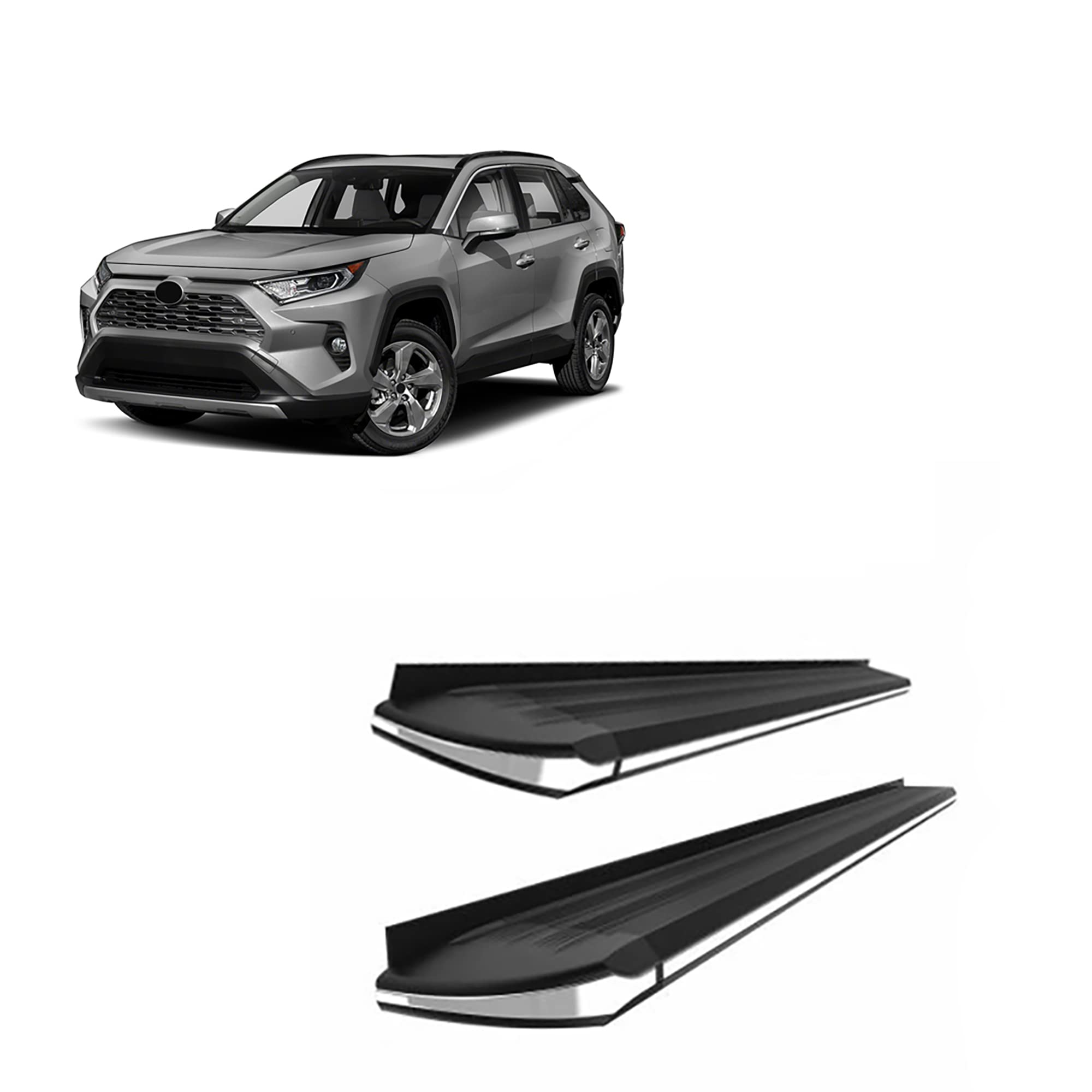 Exceed Black Horse Running Boards Compatible with 2019-2024 Toyota RAV4|2021-2024 Toyota Venza-EX-T370