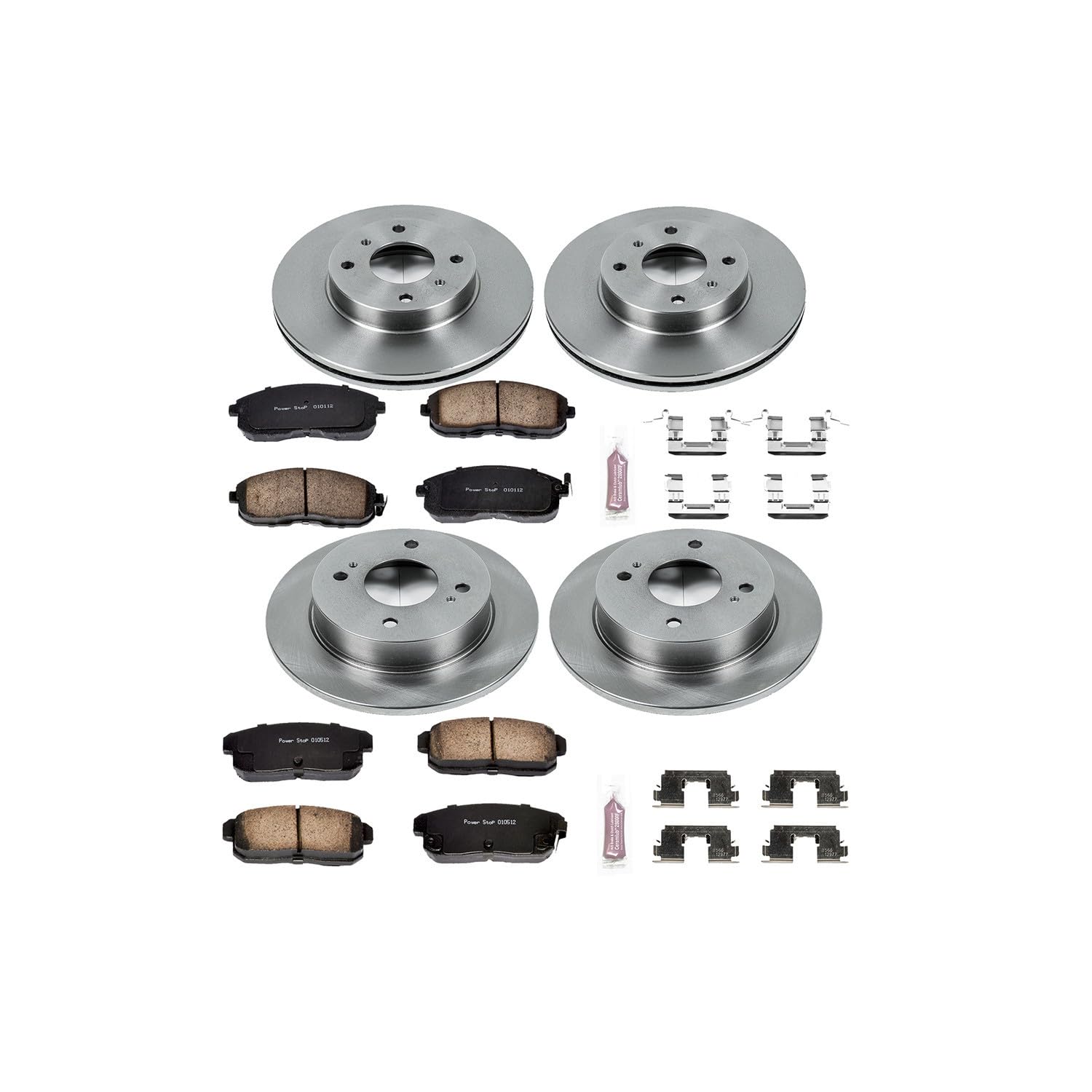 POWERSTOP Autospecialty KOE751 Front and Rear Replacement Brake Kit-OE Brake Rotors & Ceramic Brake Pads For INFINITI G20 2001-2002, Nissan Sentra 2001-2006 [Model Specific]