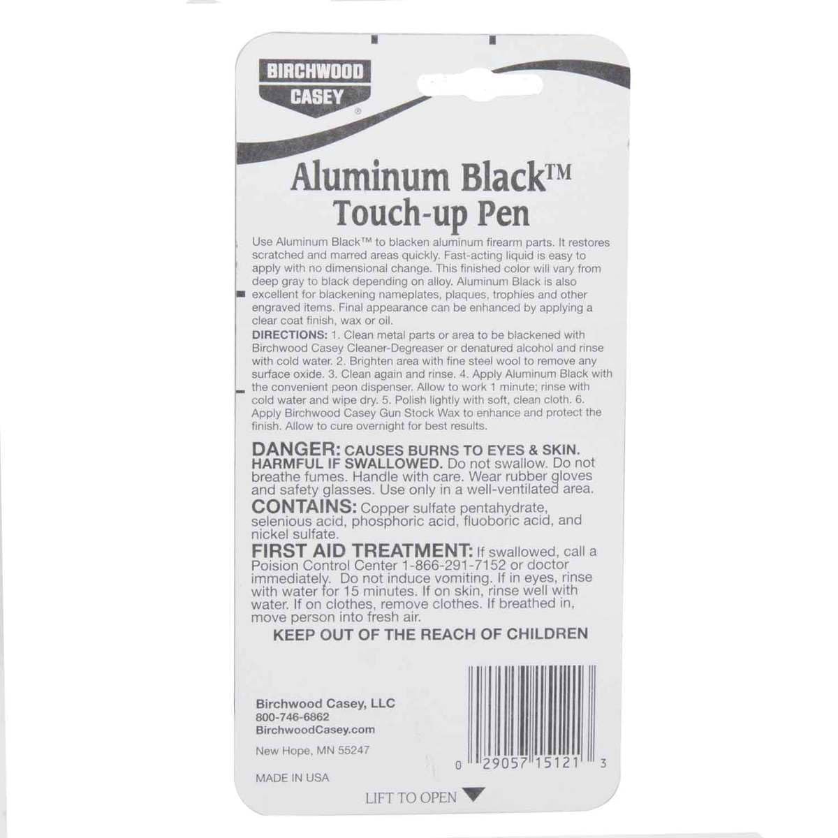 Fast-Drying Birchwood Casey Fast-Acting Aluminum Black Metal Finish Touch-Up Pen for Restoring Scratched and Marred Areas