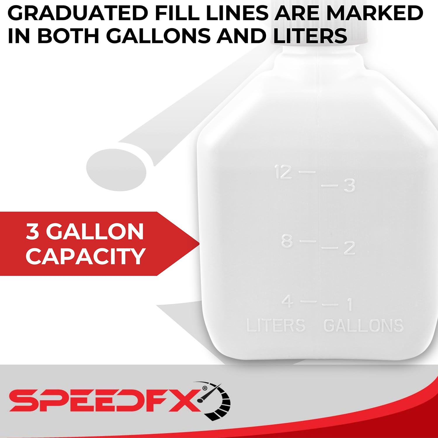 Speedfx 8731 Liquid Storage Container, Square Shape, 3 Gallon Capacity, White, Plastic