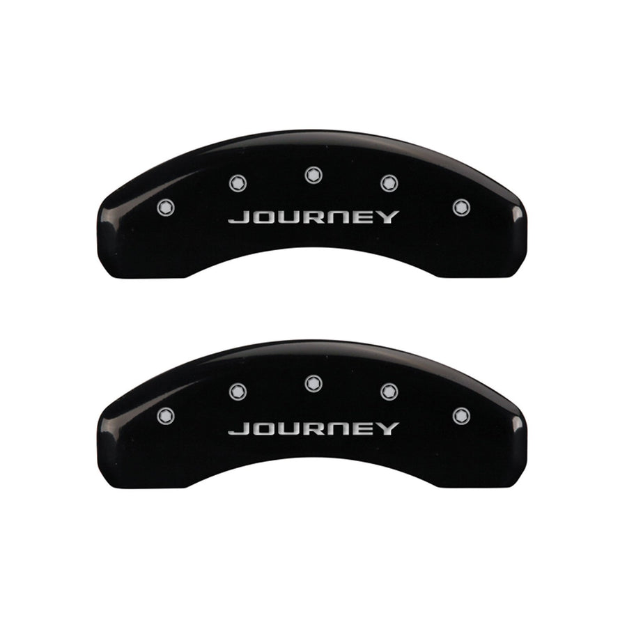 MGP Caliper Covers 12200SJN1BK 2011-2019 Dodge Journey/Grand Caravan Fits (Dual Piston Front Caliper) "Journey" Engraved Caliper Cover with Black Powder Coat Finish, (Set of 4)
