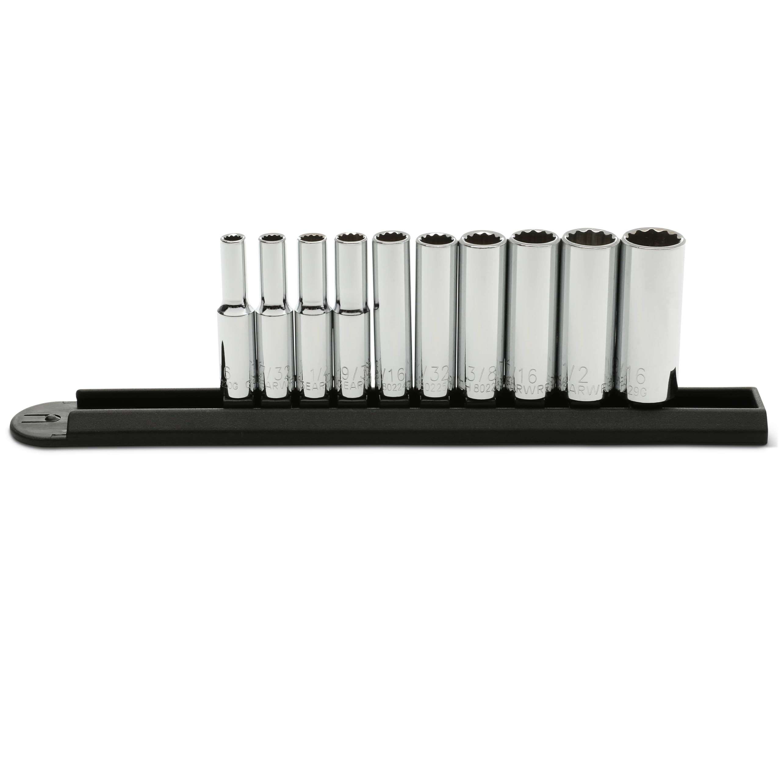1/4" Drive GEARWRENCH 10 Pc. 12 Pt. Deep Socket Set, SAE - 80309D