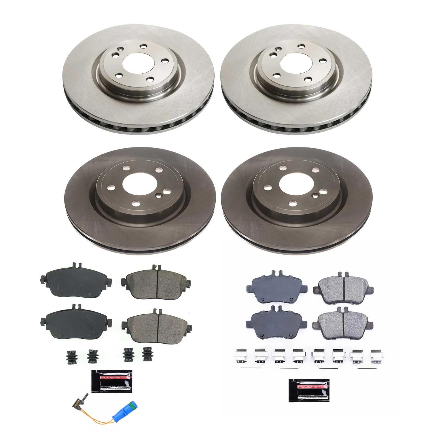 Power Stop KOE8265 Front and Rear Brake Kit-OE Brake Rotors & Ceramic Brake Pads For Mercedes-Benz CLA250 2014-2019 [Model Specific]