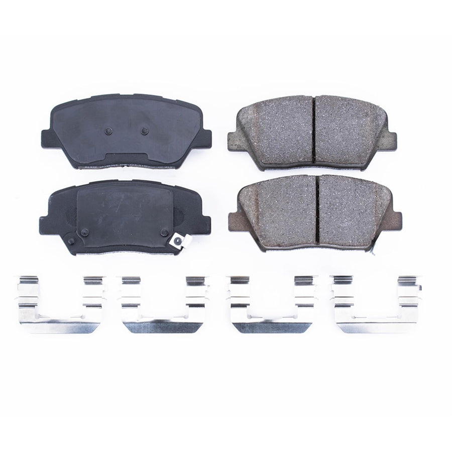 PowerStop Brake Pads Front For Hyundai Azera 2012-17 |Santa Fe 2010-12 |Santa Fe Sport 2013-18 |Kia Rondo 2014-17 |Sorento 2011-20 - Ceramic Brake Pads With Installation Hardware, 17-1432