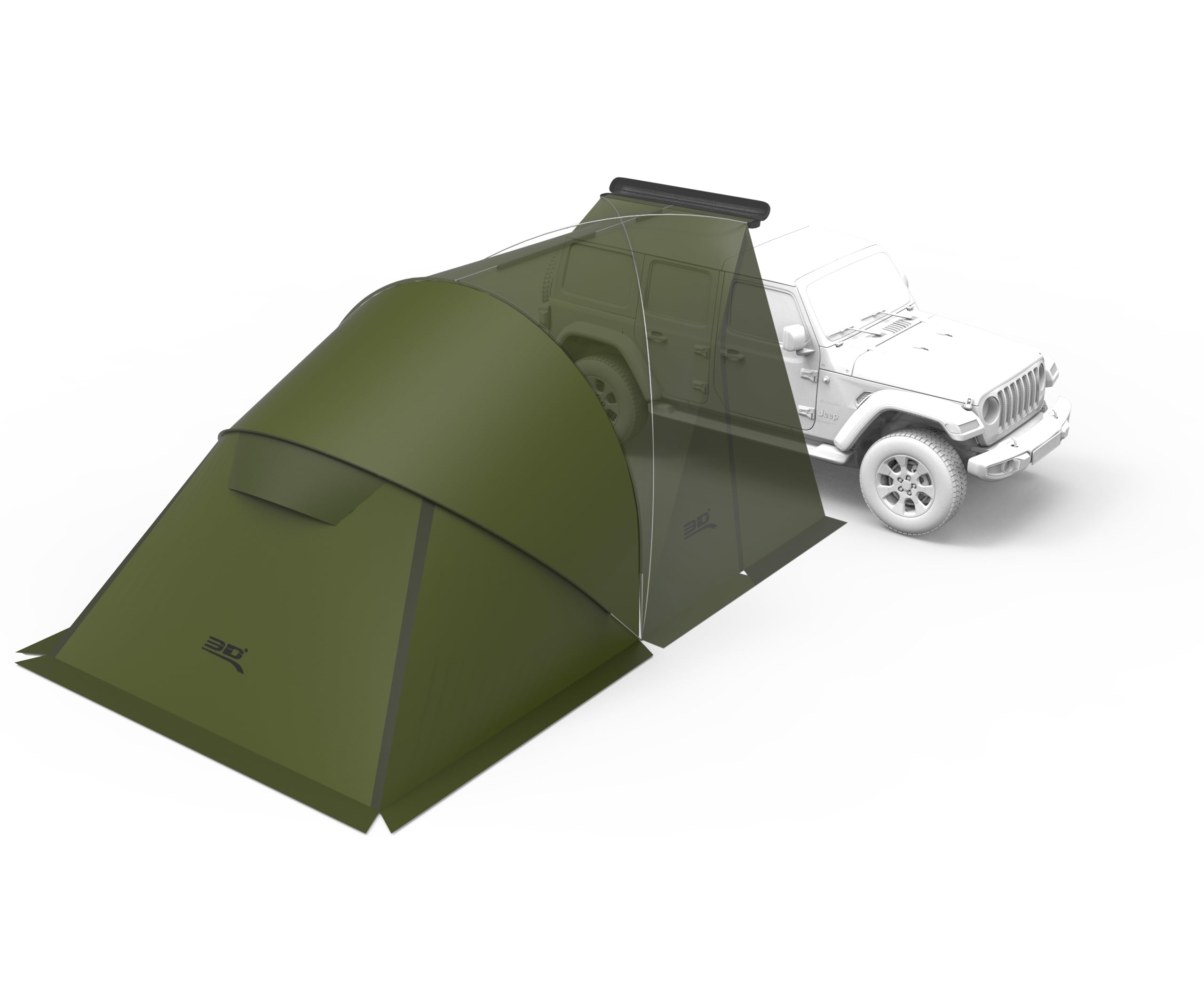 3D Modular Annex Extension Tent for Car Side Awning (Army Green), Waterproof UPF50+, Wind Resistant Lightweight Shelter with Aluminum Frame, Designed to Expand Awning Space
