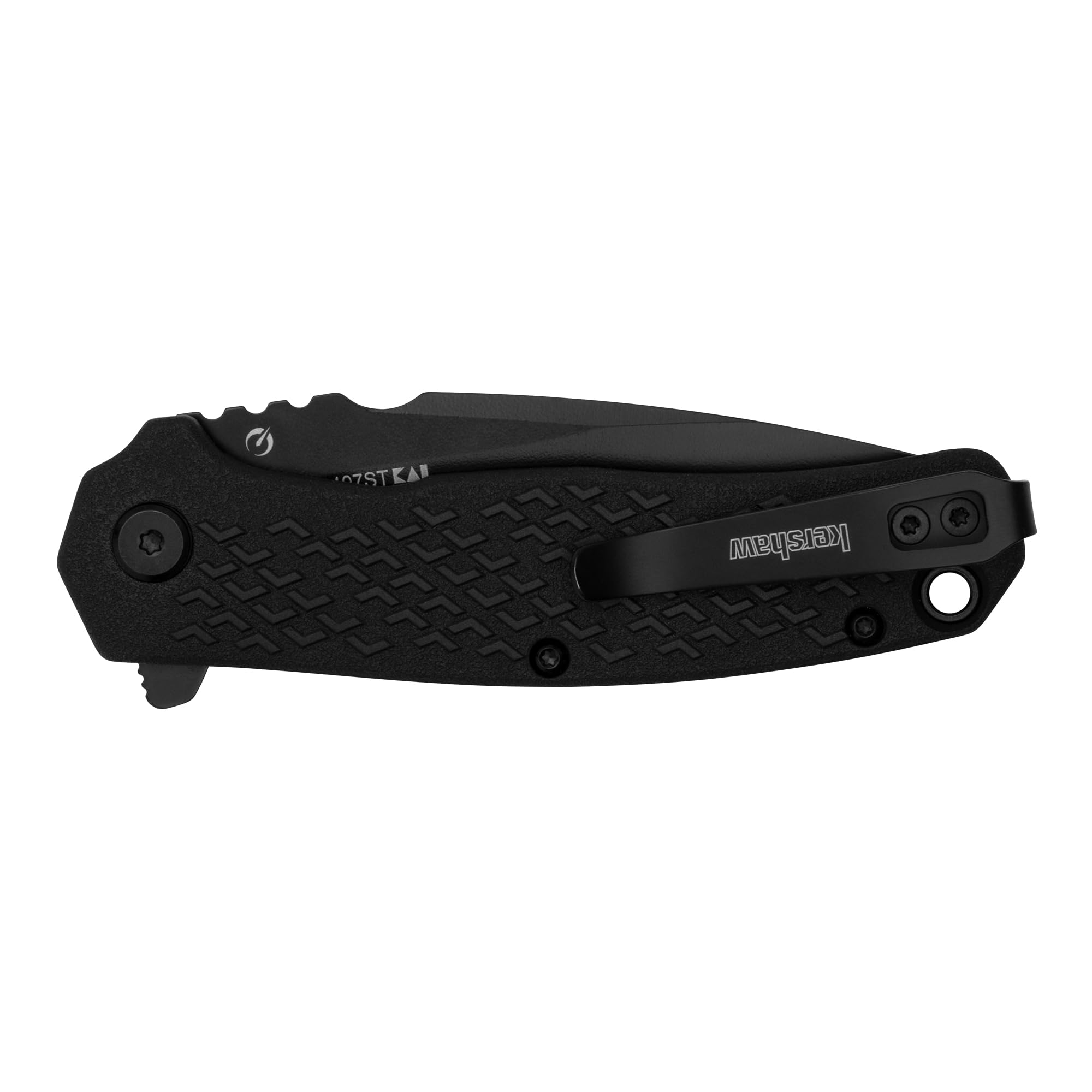 Kershaw Folding Pocket Knife Conduit, 2.9 inch Serrated Blade, Black Spearpoint Blade, Liner Lock, Pocketclip