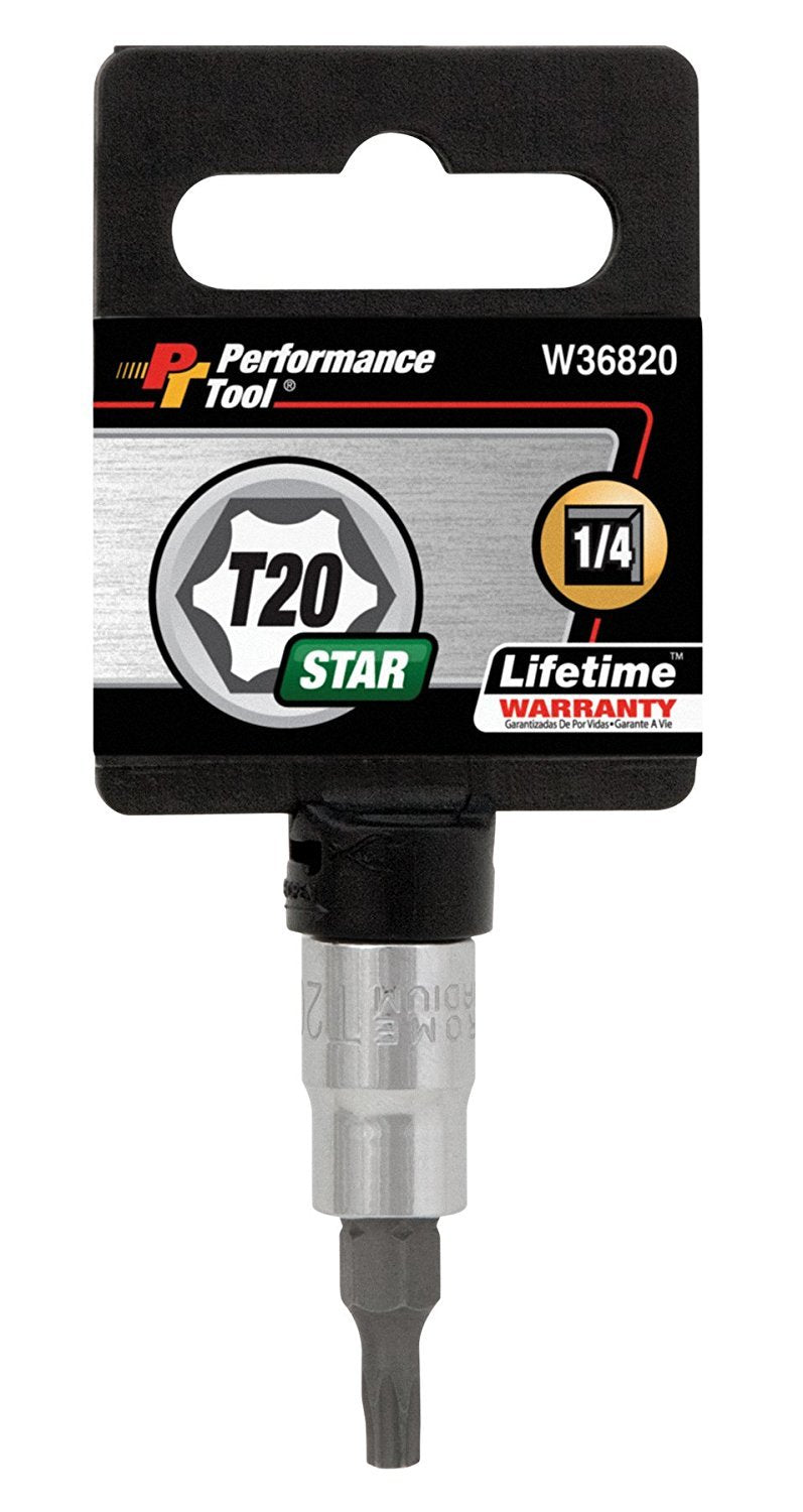 W36820 Performance Tool T20 Star Bit Socket, 1/4-Inch Drive