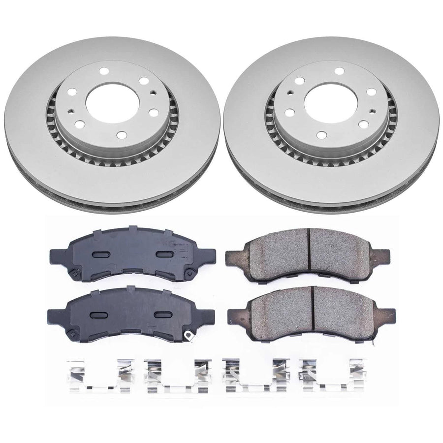 Power Stop CRK2059 Brake Rotor & Coated Ceramic Brake Pads- front For Buick Rainier, Chevrolet Trailblazer, Chevrolet Trailblazer, GMC Envoy, GMC Envoy, Saab 9-7x [Model Specific]