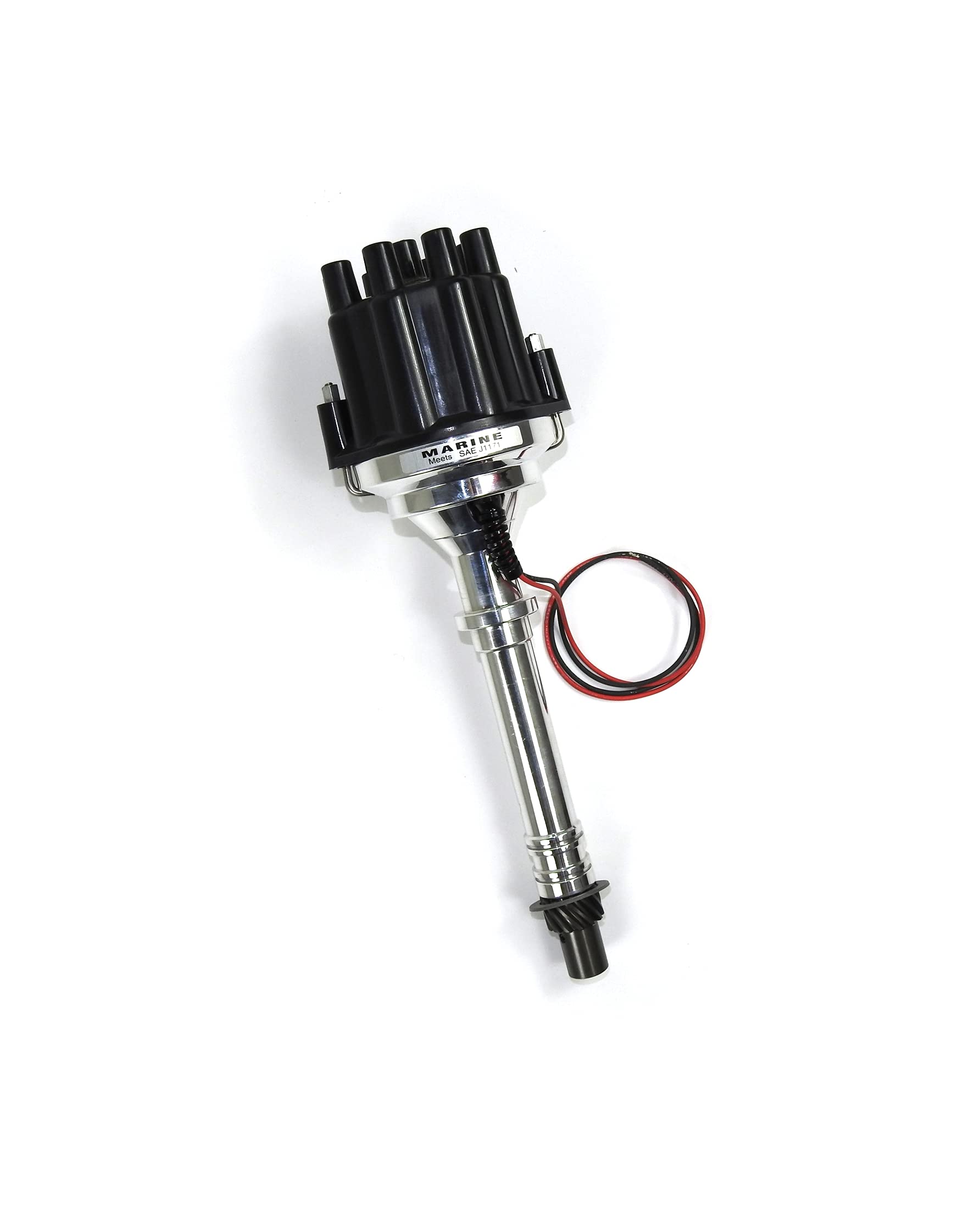 Pertronix Billet D7209800 Distributor (I3 Marine Chevy Rev Rotation Black Cap)