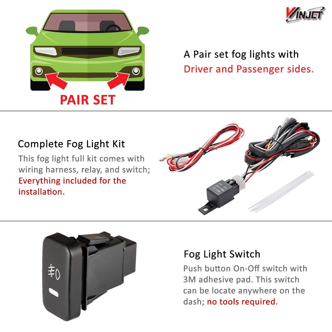 OEM Series Winjet for [2006-2008 Honda Fit] Driving Fog Lights + Switch + Wiring Kit
