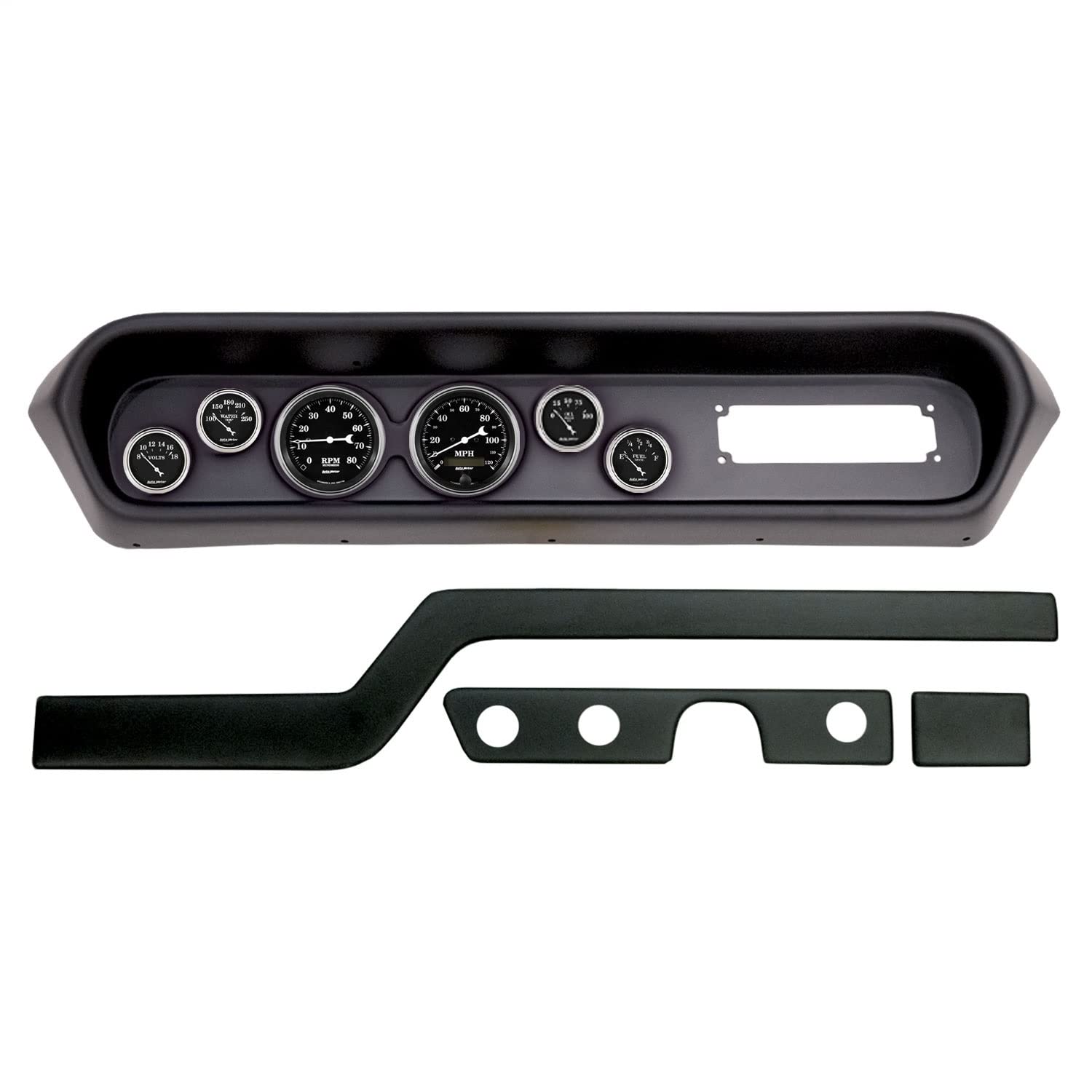 AutoMeter Dash Kit Direct Fit, (3 3/8" X2, 2 1/16" X4), Pontiac GTO/Lemans 64-65, Old TYME Black (2108-07)