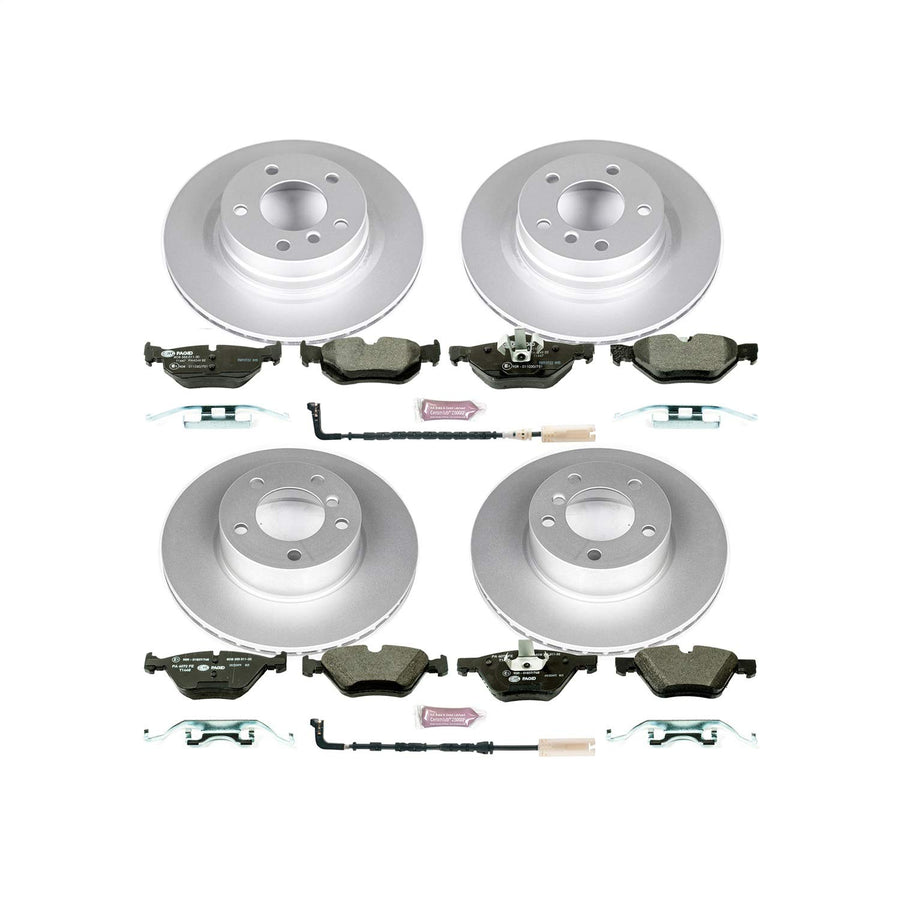 Power Stop ESK2890 Euro-Stop Front & Rear Brake Kit and 1 Front & 1 Rear Sensor Wires For BMW 325i 2006 [Model Specific]