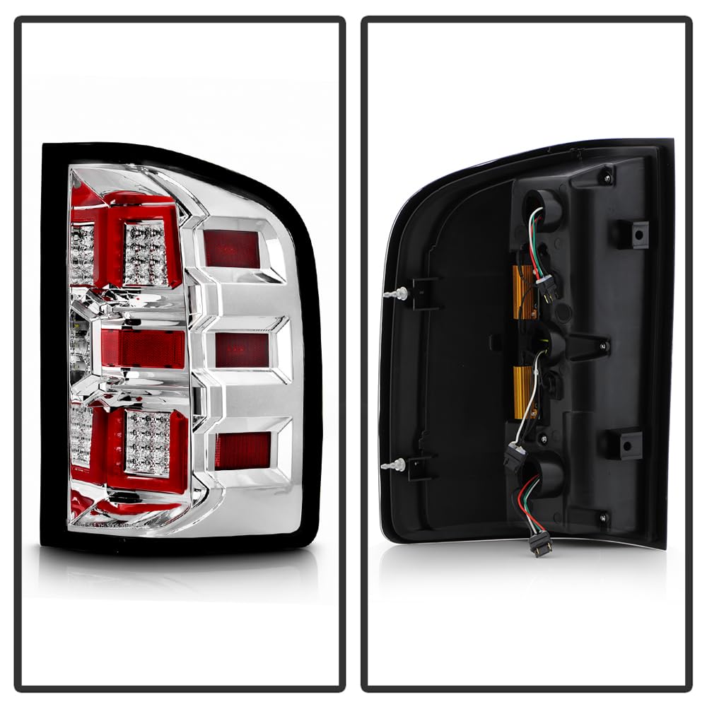 Chevy Silverado 1500~3500 07-13 /GMC Sierra 07-14 3500HD Full LED Tail Lights - Chrome Spyder (xTune)