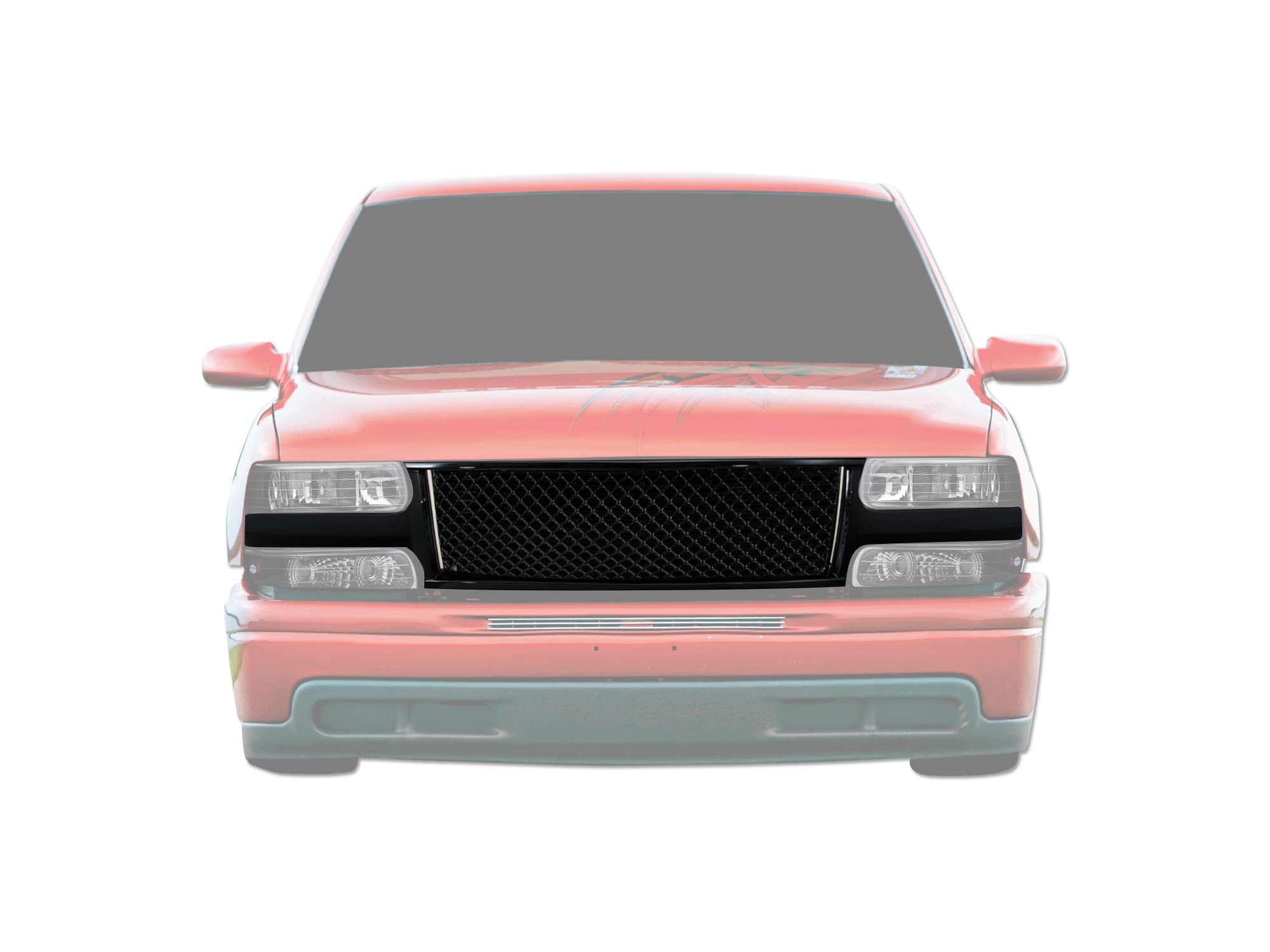 Mesh Front Hood Grille Armordillo USA 7147256 - Gloss Black Fits 1999-2002 Chevy Silverado 1500