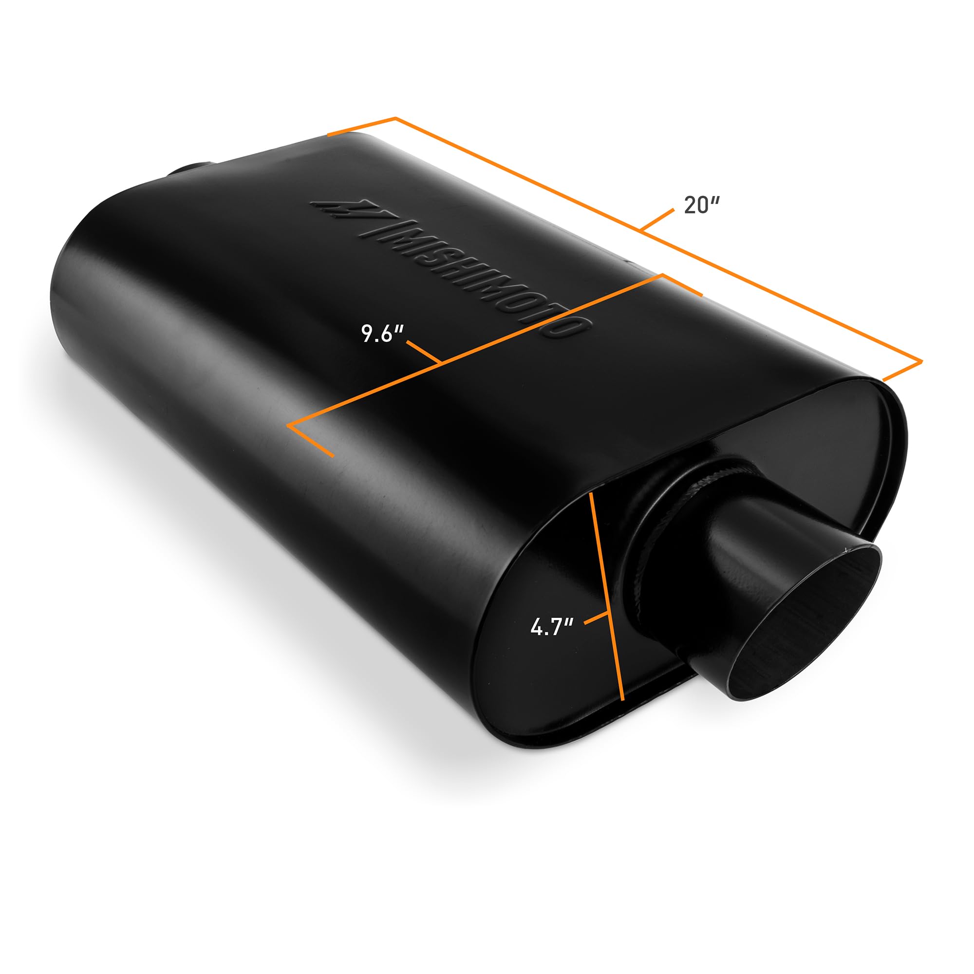 Mishimoto Stainless-Steel Universal Exhaust Muffler, 3-Inch, Angle Tip, Black