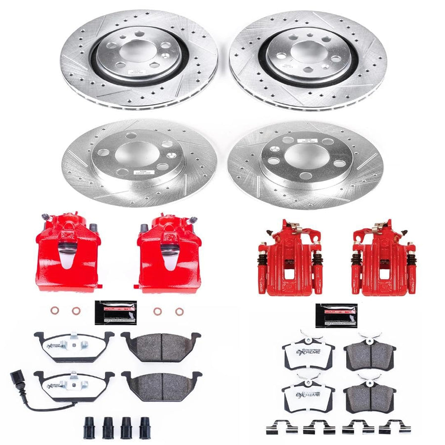 Power Stop Z26 Street Warrior Front and Rear Caliper Kit-Drilled/Slotted Rotors, Brake Pads, KC840A-26 Calipers
