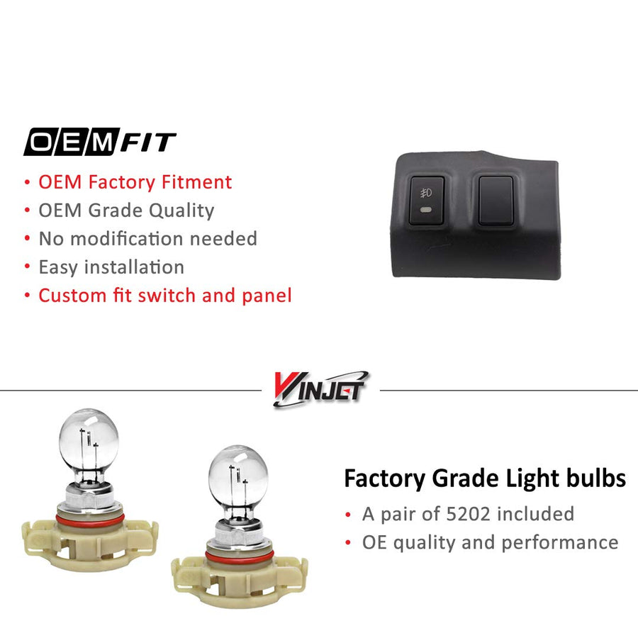 Winjet Fog Light Kit WJ30-0502-09 2015-2018 GMC Canyon with Custom Dash Panel Replacement Wiring Harness Switch Fuse Relay Pair Set Left and Right Driver Passenger Side OE Fitment for - Clear Lens