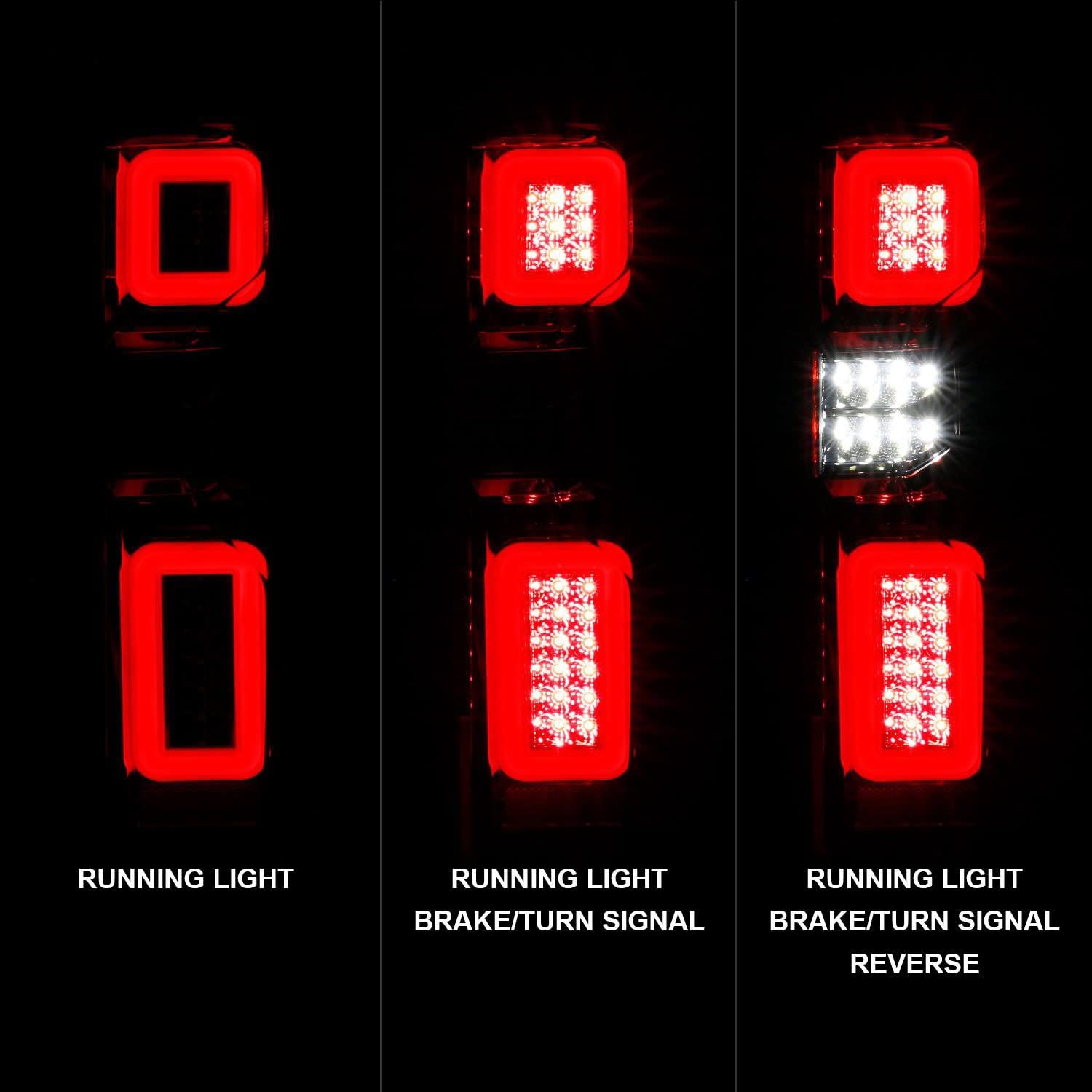 19-21 Chevy Silverado ANZO Work Truck Full LED Tailights Chrome Housing Red Lens G2(w/C Light Bars) (311419)