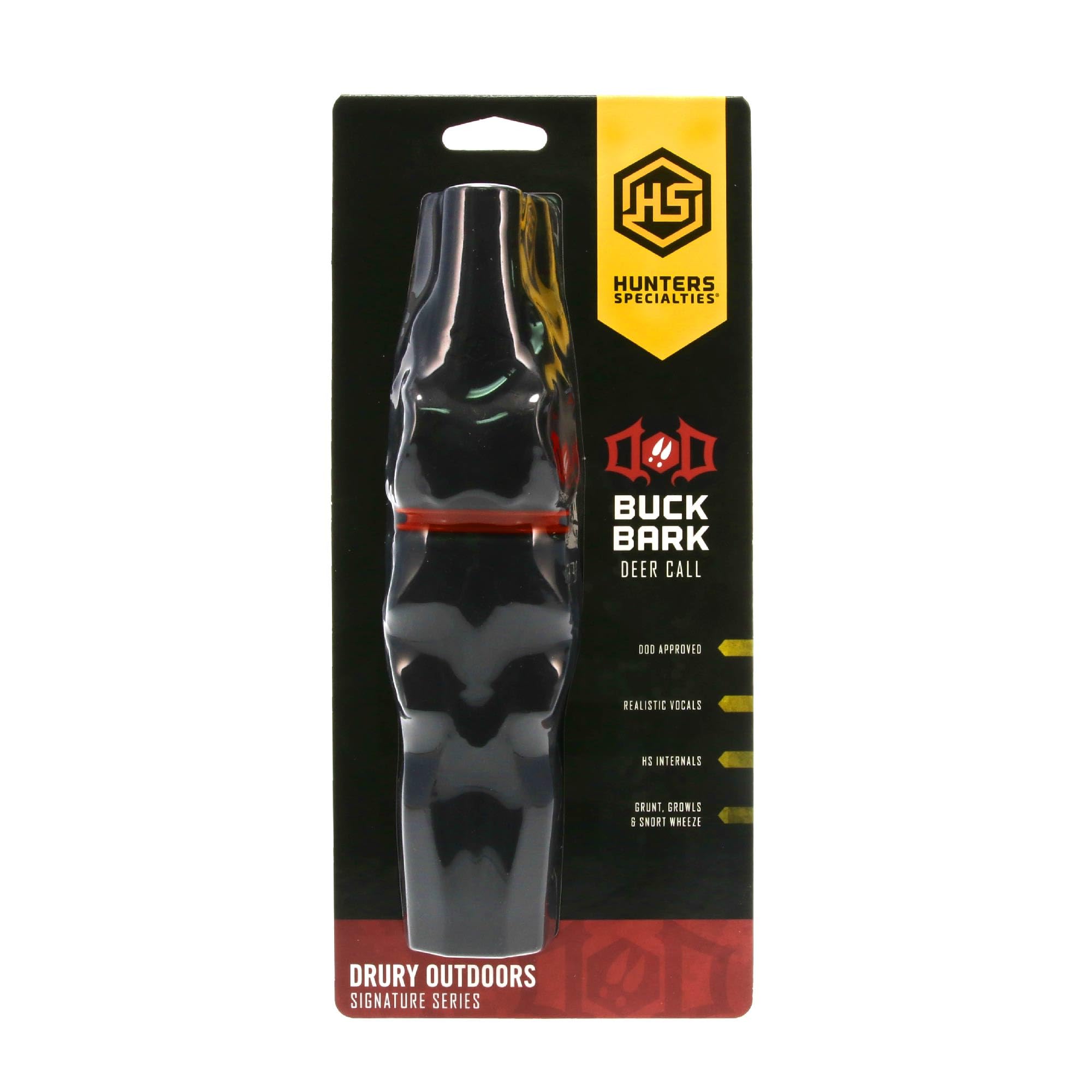 Drury Outdoors Hunters Specialties Signature Series Buck Bark Deer Call - Hunting Injection Molded Rubber Built-In Snort Wheeze Deer Game Call