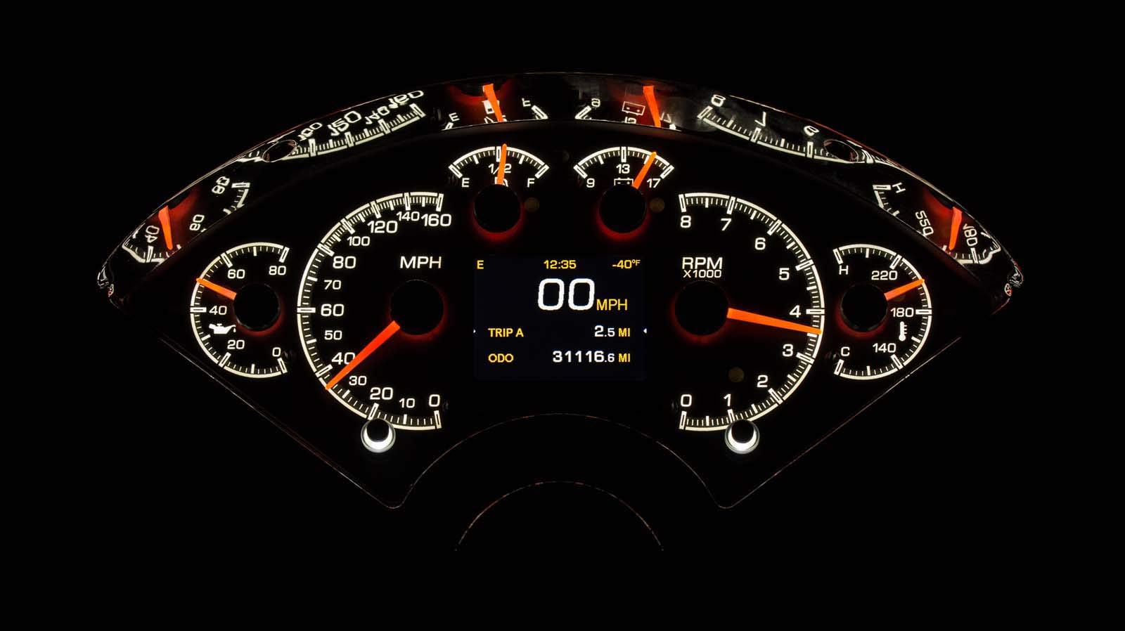 Dakota Digital 55-56 Chevy Customizable Gauge Kit Silver Alloy HDX-55C-S
