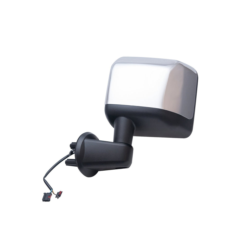 Driver Side Fit Mirror for Jeep Wrangler, Wrangler JK, Textured Black w/Chrome Cover, Foldaway, Heated Power