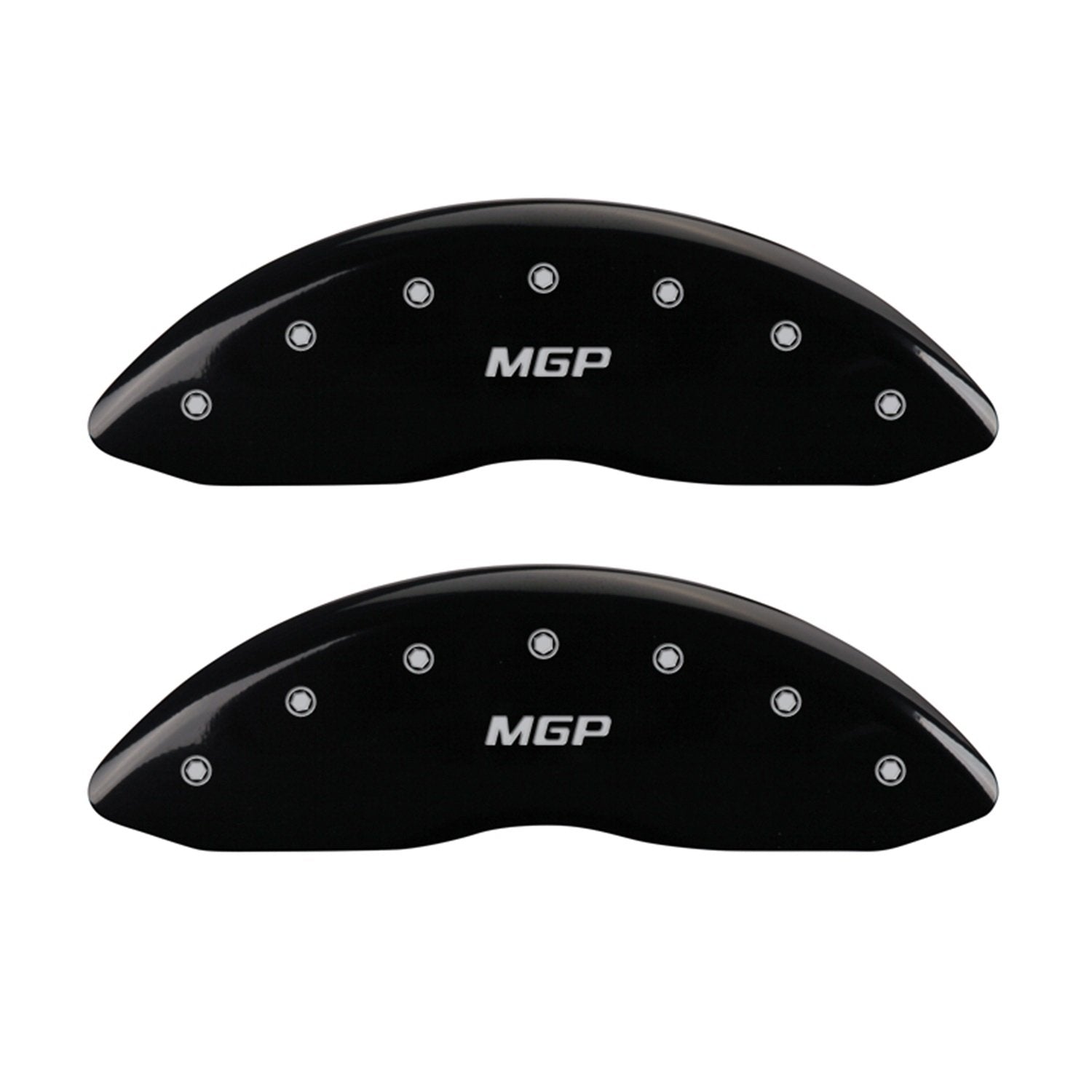 Black MGP Caliper Covers 10044SMGPBK Engraved with Silver Brake Covers (Set of 4)