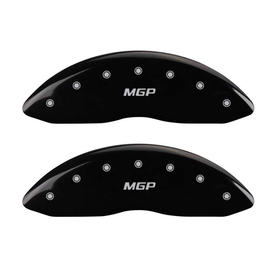 MGP Caliper Covers 'MGP' Engraved Caliper Cover with Black Powder Coat Finish and Silver Characters 10215SMGPBK, (Set of 4)