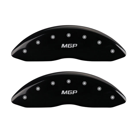 Black MGP Caliper Covers 10044SMGPBK Engraved with Silver Brake Covers (Set of 4)