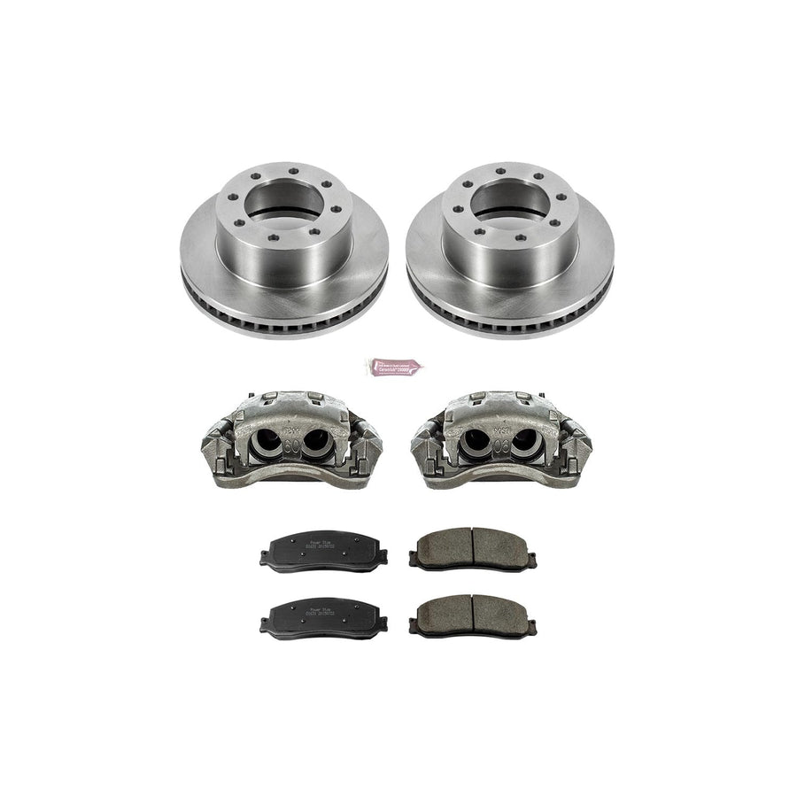 Power Stop KCOE6545A Replacement Autospeciality Front Caliper Kit- OE Rotors, Ceramic Brake Pads, Calipers For Ford F-350 Super Duty 2012 [Model Specific]