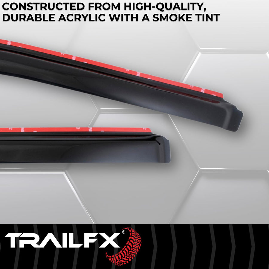 Window Vents TrailFX Fits Ford F-250 Super Duty Crew Cab 2017-2025 in-Channel Smoked Rainguards 4-Piece Low Profile Acrylic Set TrailFX 4381IC