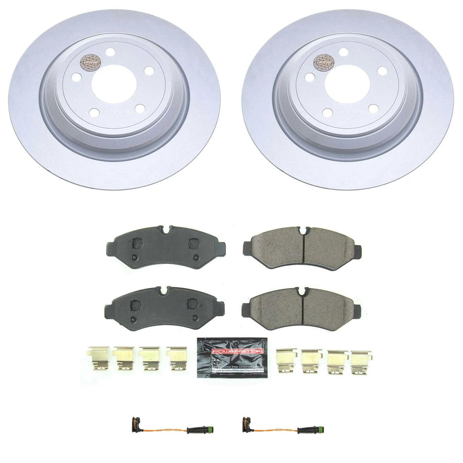 Power Stop Z23 Rear Coated Rotor Kit-Coated Brake Rotors, Brake Pads Carbon Ceramic