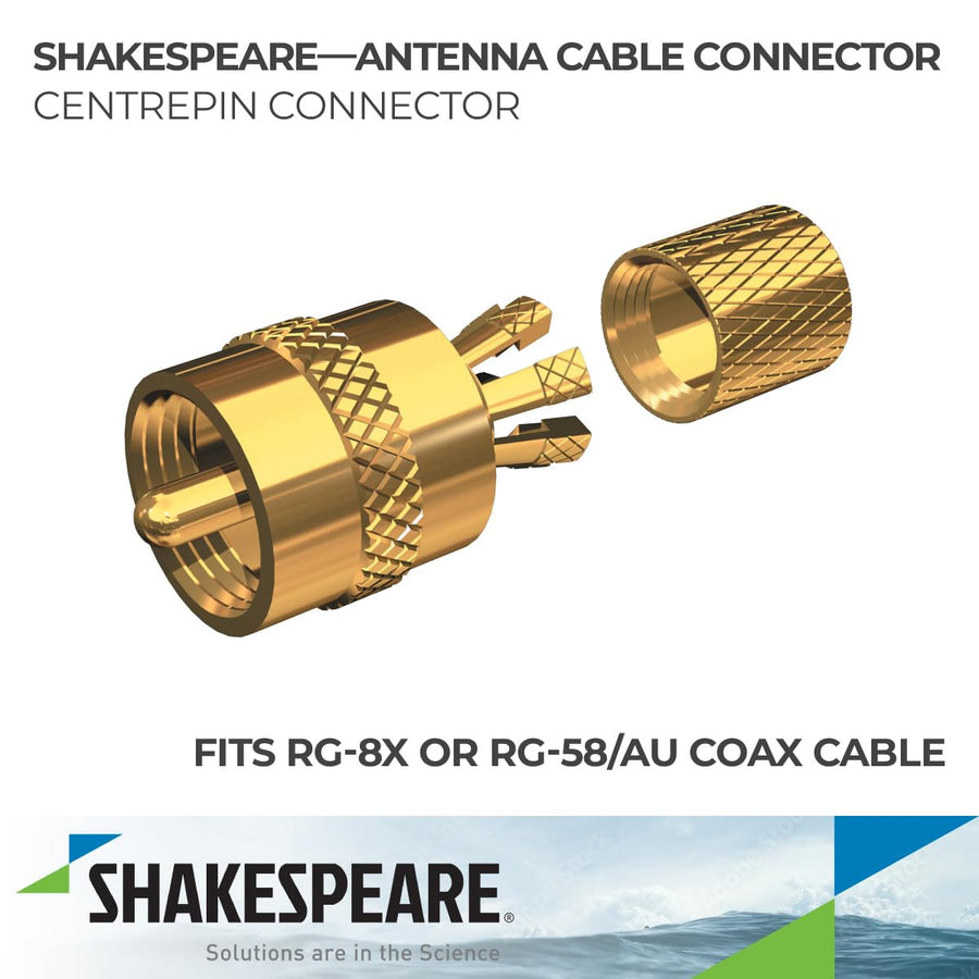 3003.4061 Shakespeare PL-259-CP-G Marine Center Pin Connector, Gold