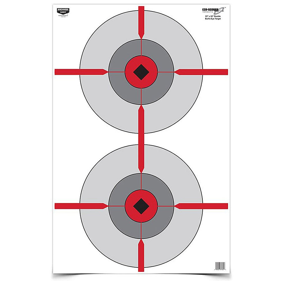 23" x 35" BIRCHWOOD CASEY Eze-Scorer Double Bull's-Eye Shoot-Up Brilliant White Paper Targets for Indoor and Outdoor Use, 100 Targets