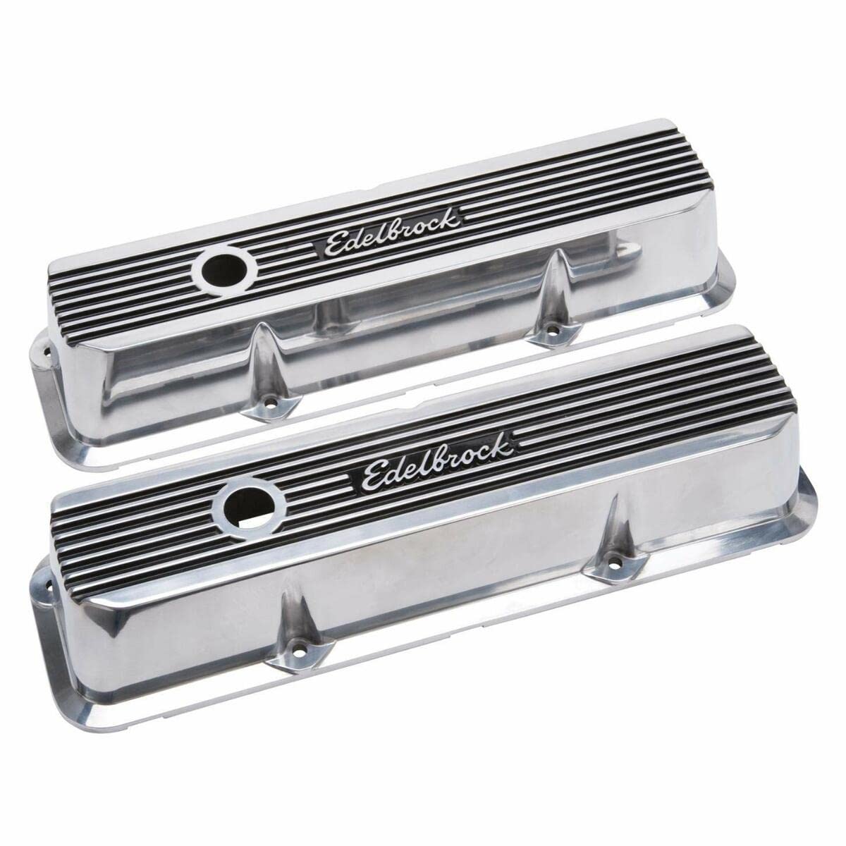 Elite II Series Edelbrock Valve Cover Polished Raised Fins 3.55 in. Overall Height