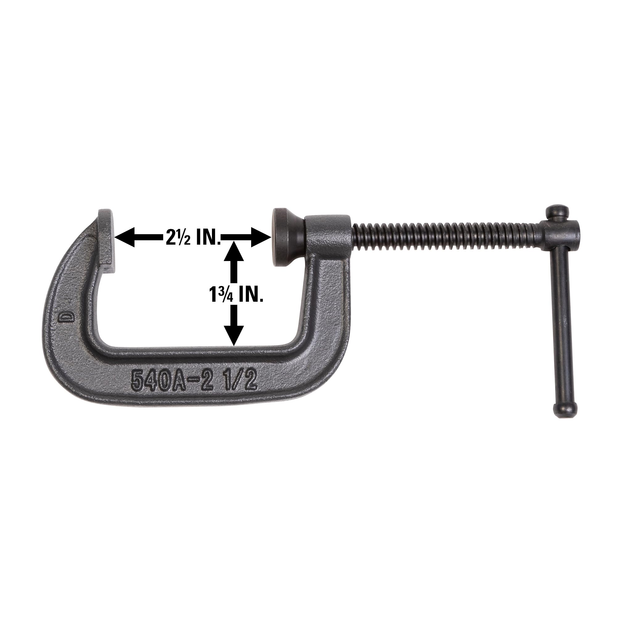 C-Clamp Wilton, 2-1/2" Opening, 1-3/4" Throat, 1110 Lbs. Clamping Force (Model 540A-2-1/2)