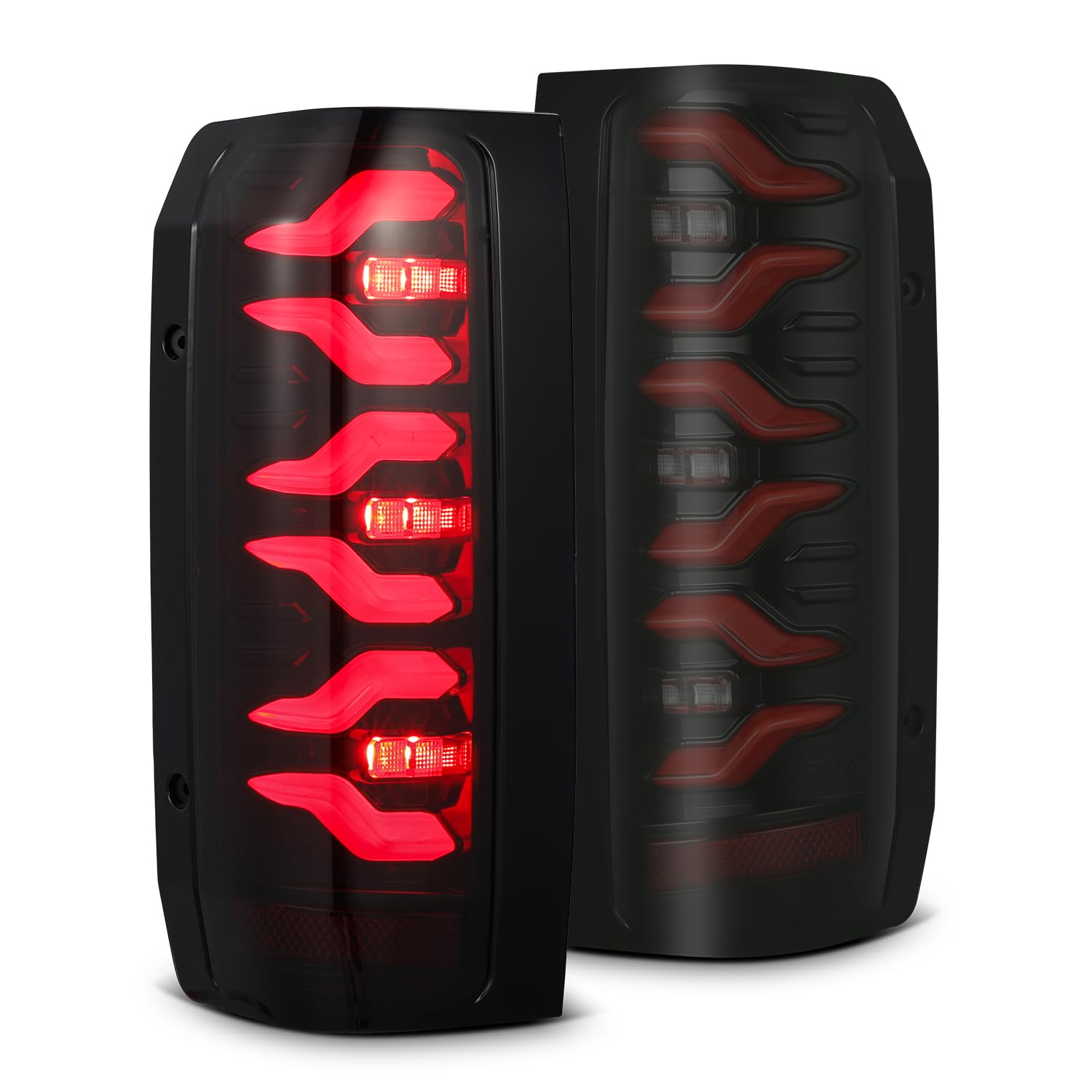 Alpharex LUXX-Series LED Tail Lights Black Red For 87-96 F-Series F150 F250 F350/Bronco