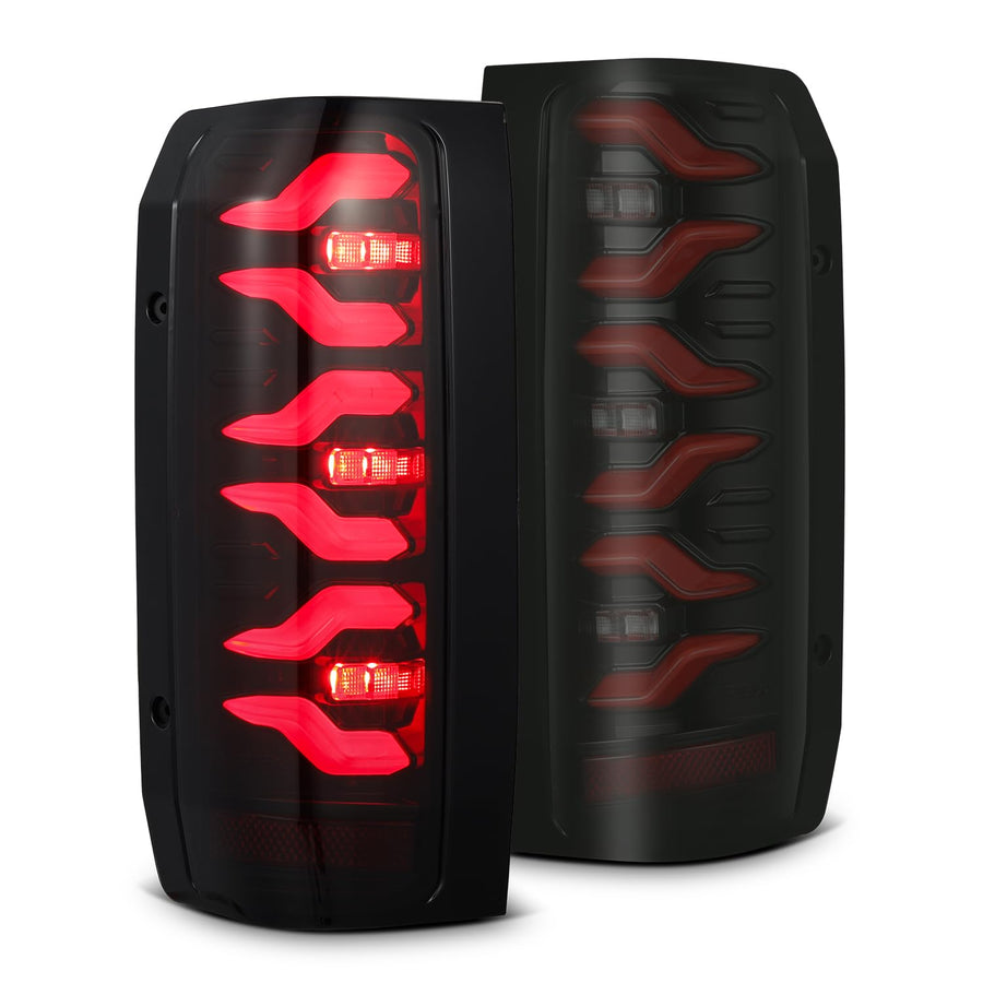 Alpharex LUXX-Series LED Tail Lights Black Red For 87-96 F-Series F150 F250 F350/Bronco