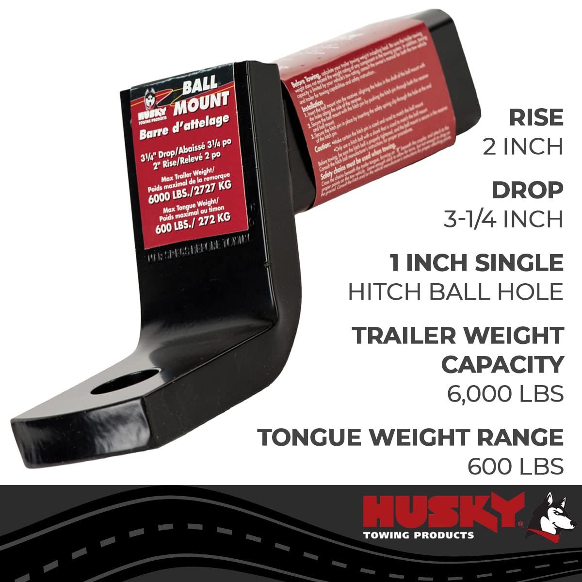 Husky 31359 Towing Trailer Hitch Ball Mount Accessories Hitch