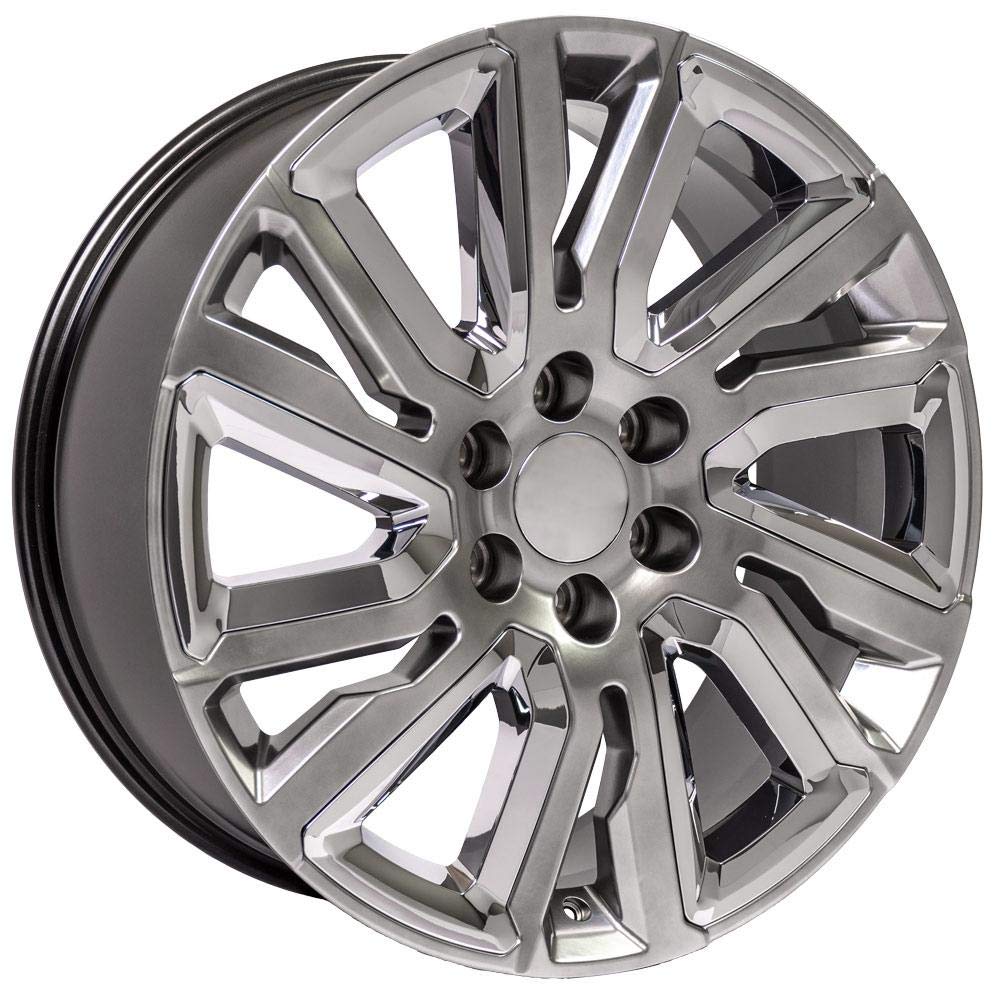 22 Inch OE Wheels CV39 Rim Fits Sierra 1500 Style 6x139.7 22x9 Gloss Hyper Black with Chrome Insert - Hollander 5907 (1)