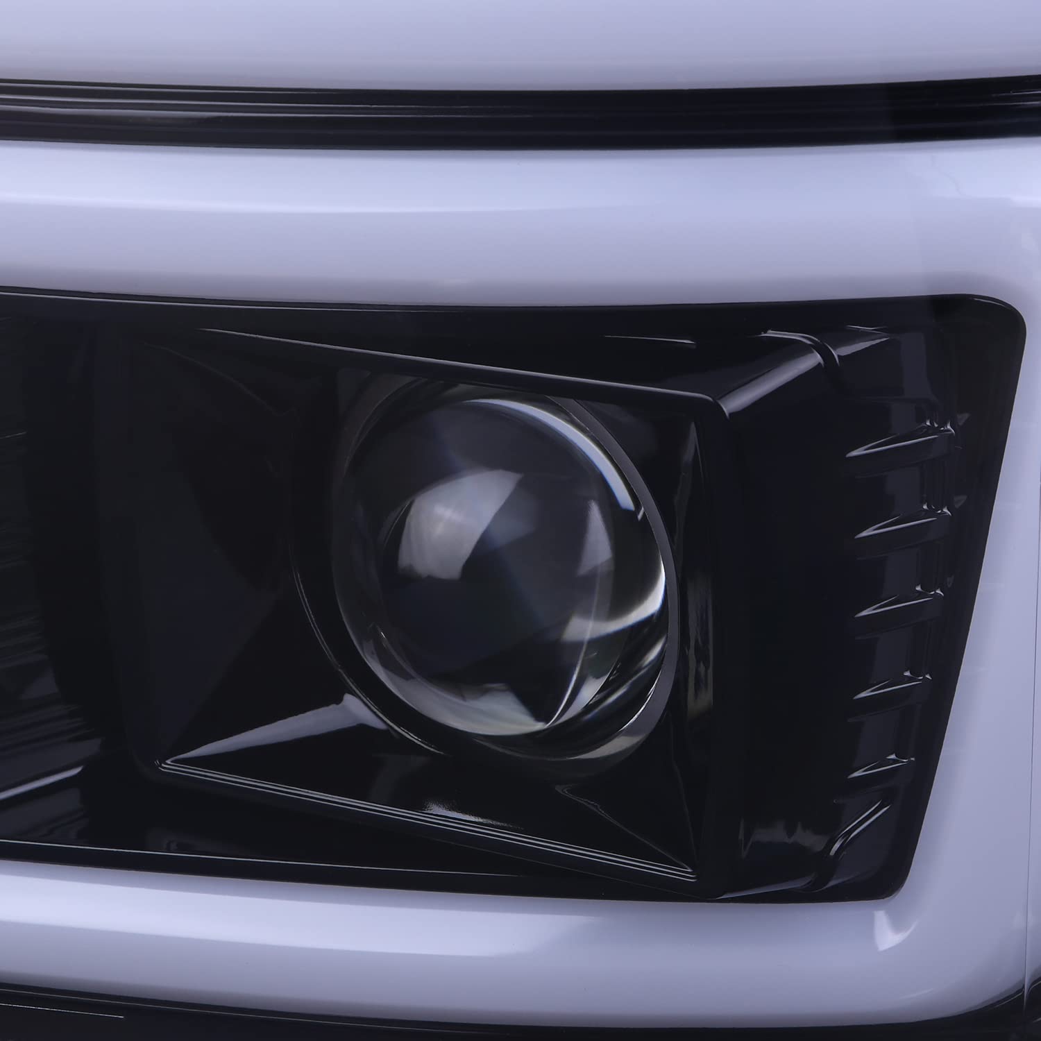 Glossy Black Smoke SPEC-D TUNING Sequential Switchback Projector Headlights Compatible with 2008-2010 Ford F-250, F-350, F-450