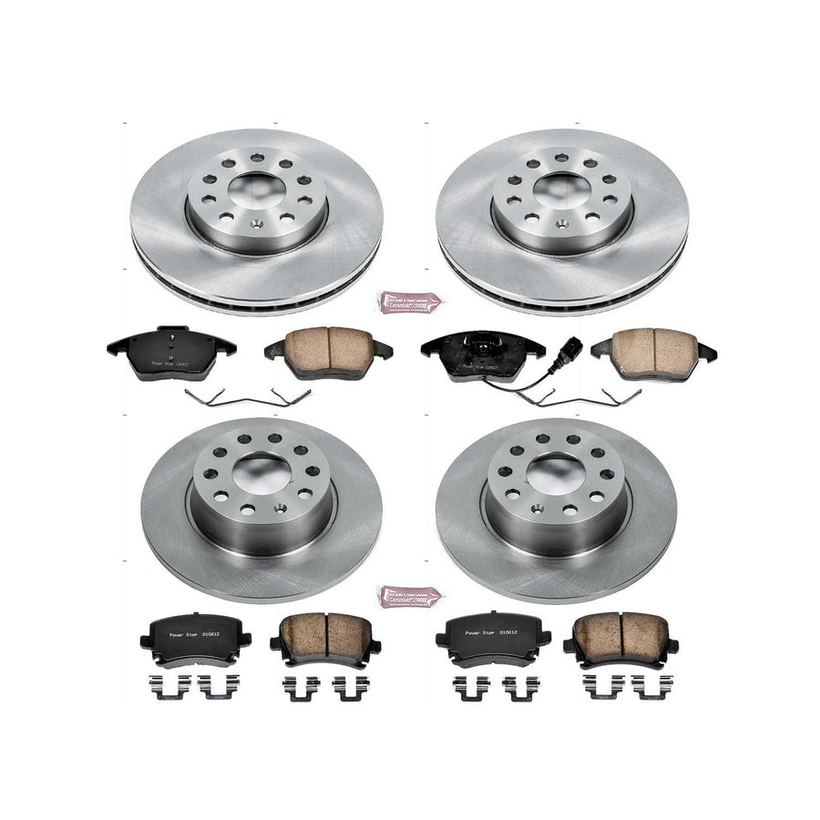 Power Stop KOE7837 Front and Rear Replacement Brake Kit-OE Brake Rotors & Ceramic Brake Pads For Volkswagen Golf 2010 [Model Specific]
